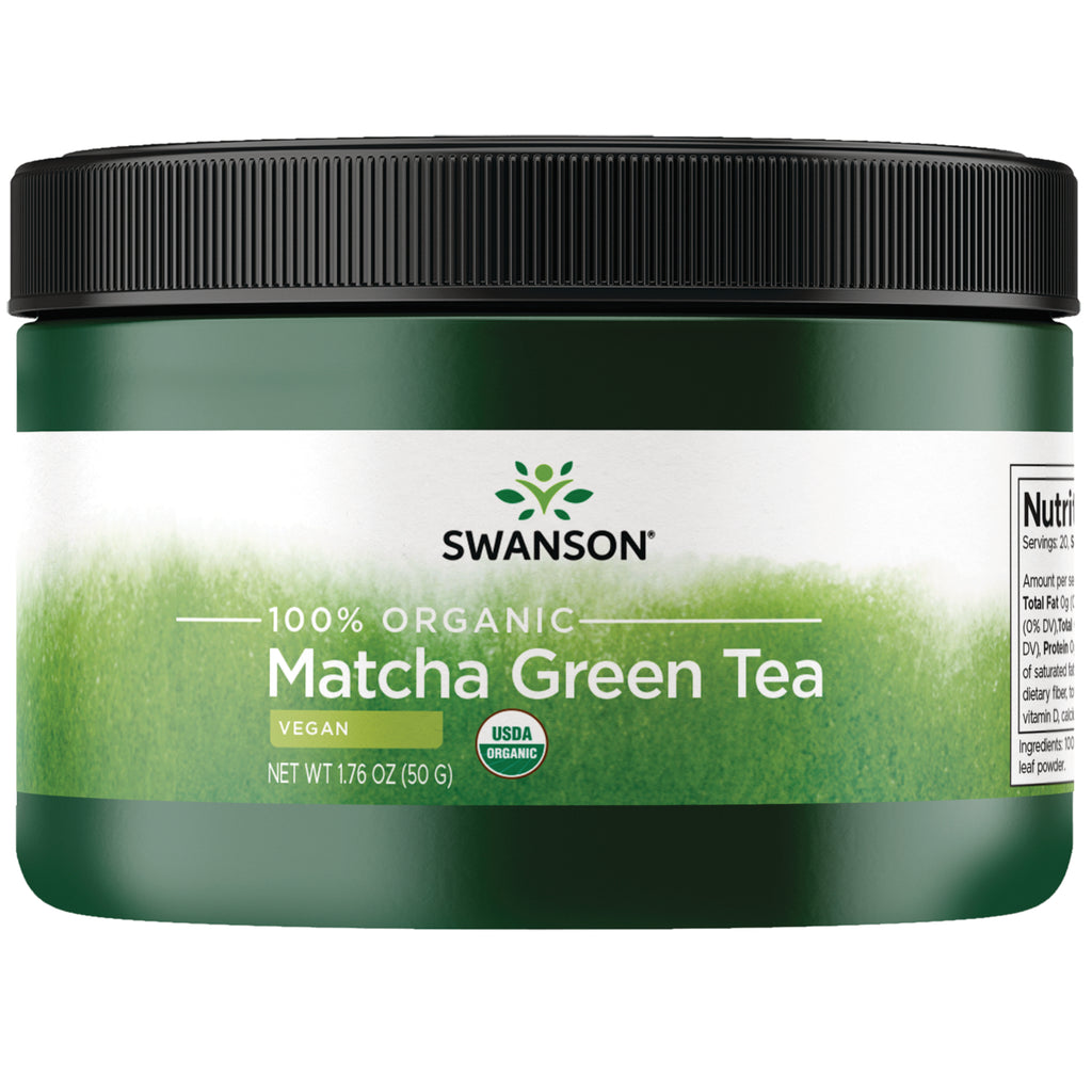 SWF098 | Back label with Nutrition Facts, ingredients, and directions for 100% Organic Matcha Green Tea - Thumbnail