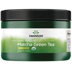 SWF098 | Back label with Nutrition Facts, ingredients, and directions for 100% Organic Matcha Green Tea