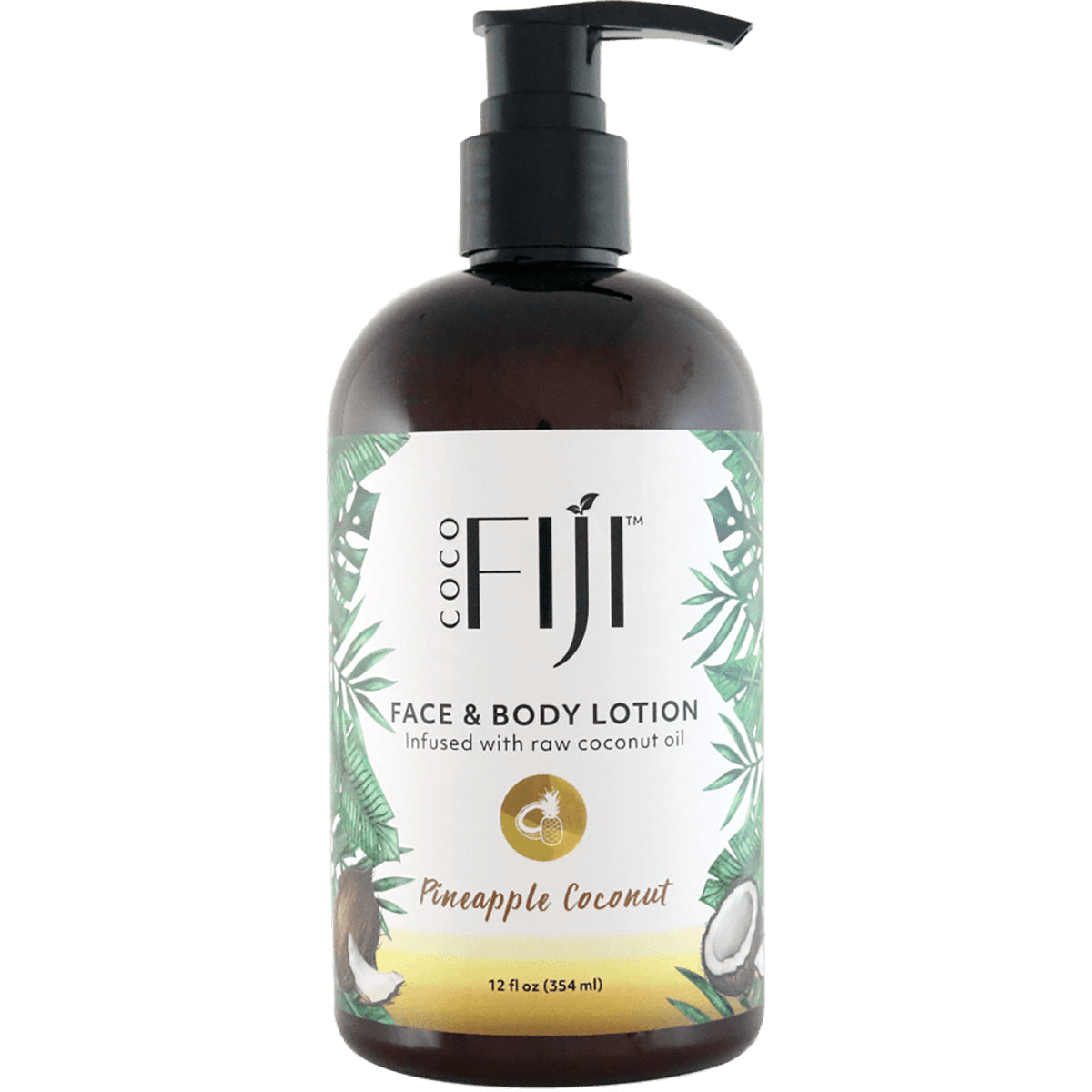 OFJ008 | Coco FIJI face & body lotion pump bottle, Pineapple Coconut scent, 12 fl oz