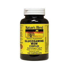 NAB072 | Nature's Blend Glucosamine MSM Complex dietary supplement bottle, 120 capsules