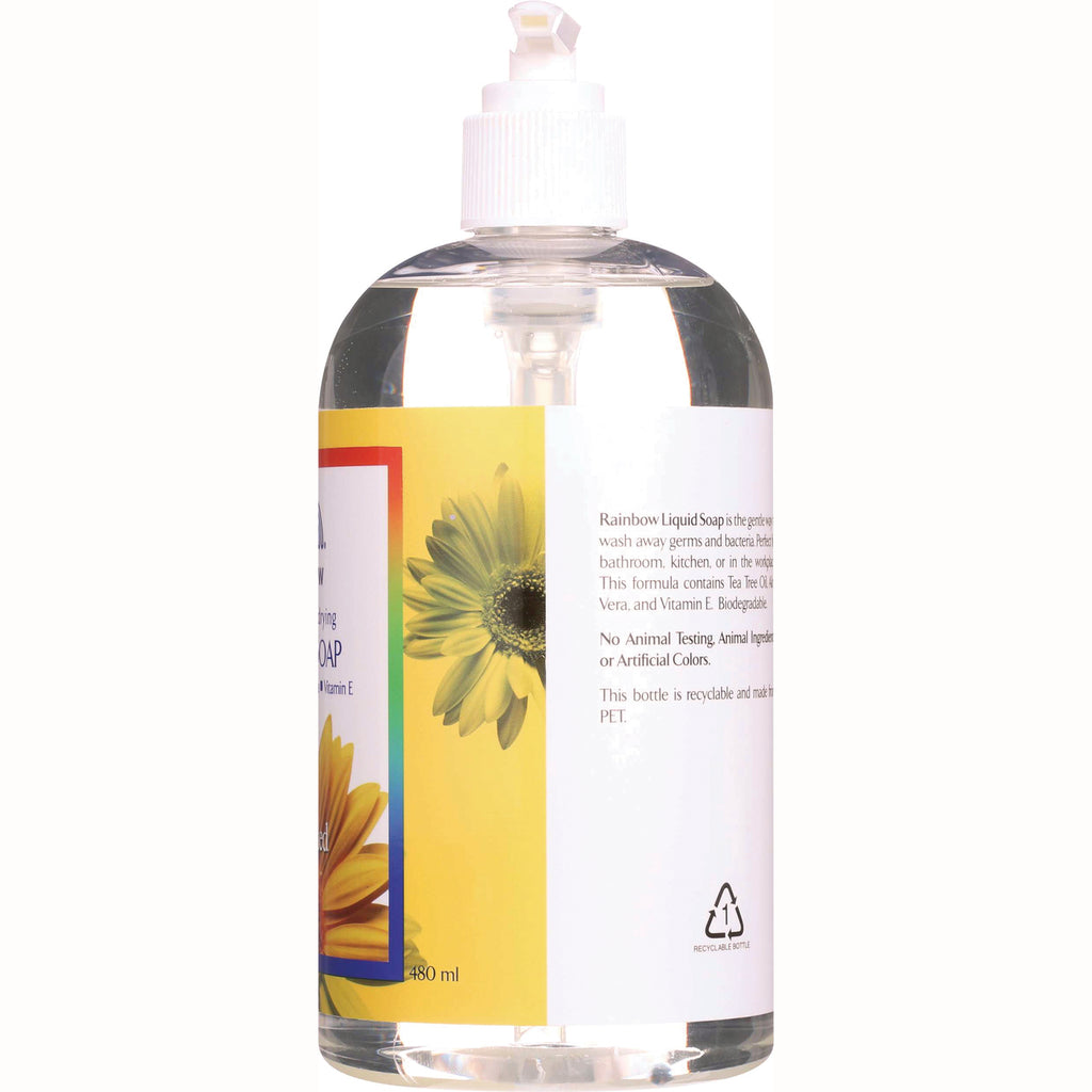 RBR036 | Back of clear pump bottle showing yellow floral label with ingredient text and recycle symbol - Thumbnail