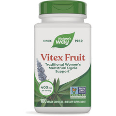NW173 | Nature's Way Vitex Fruit supplement bottle, 400 mg per serving, 100 vegan capsules