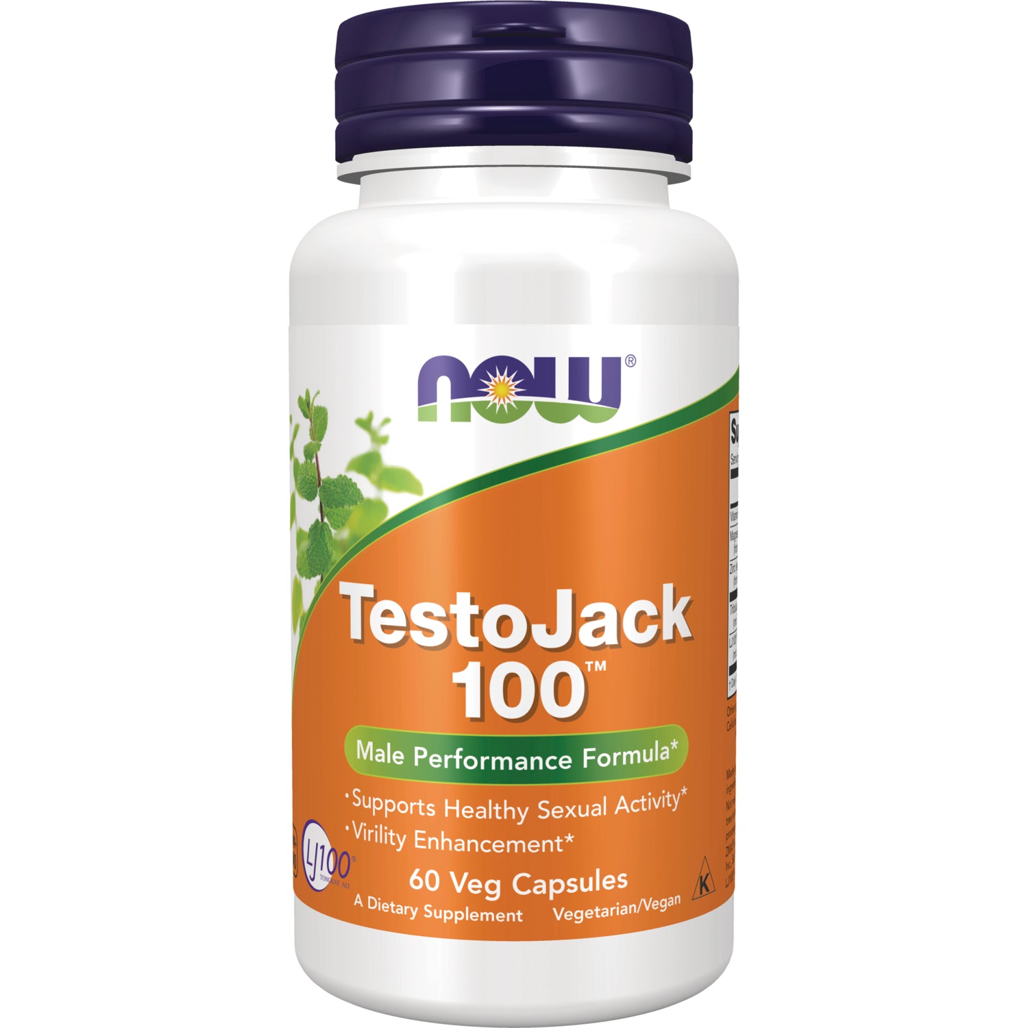 NWF712 | NOW TestoJack 100 bottle, Male Performance Formula front label, 60 veg capsules