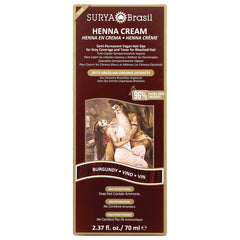 SUR022 | Surya Brasil Henna Cream hair dye, Burgundy, semi-permanent vegan, 2.37 fl oz box front