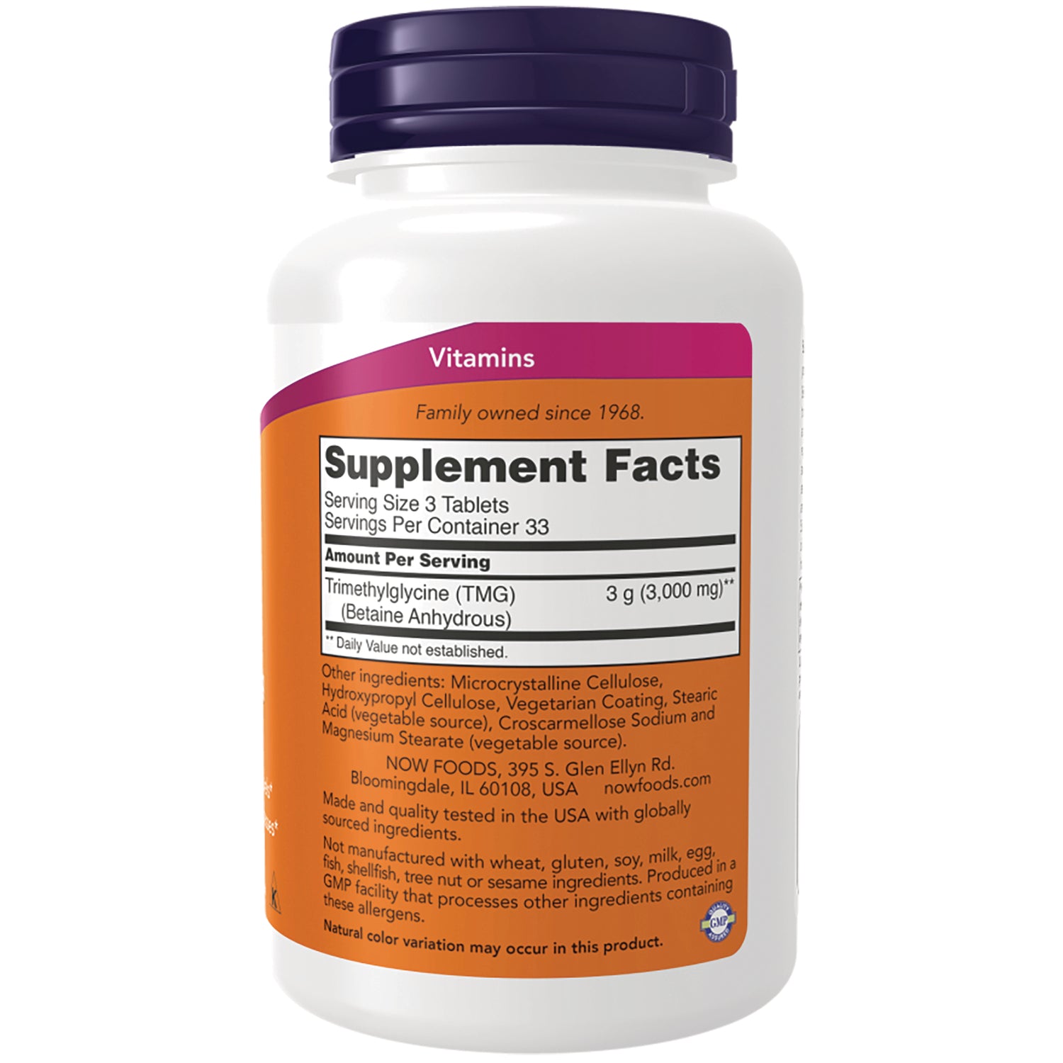 NWF1379 | back label showing Supplement Facts, serving size 3 tablets and ingredient list