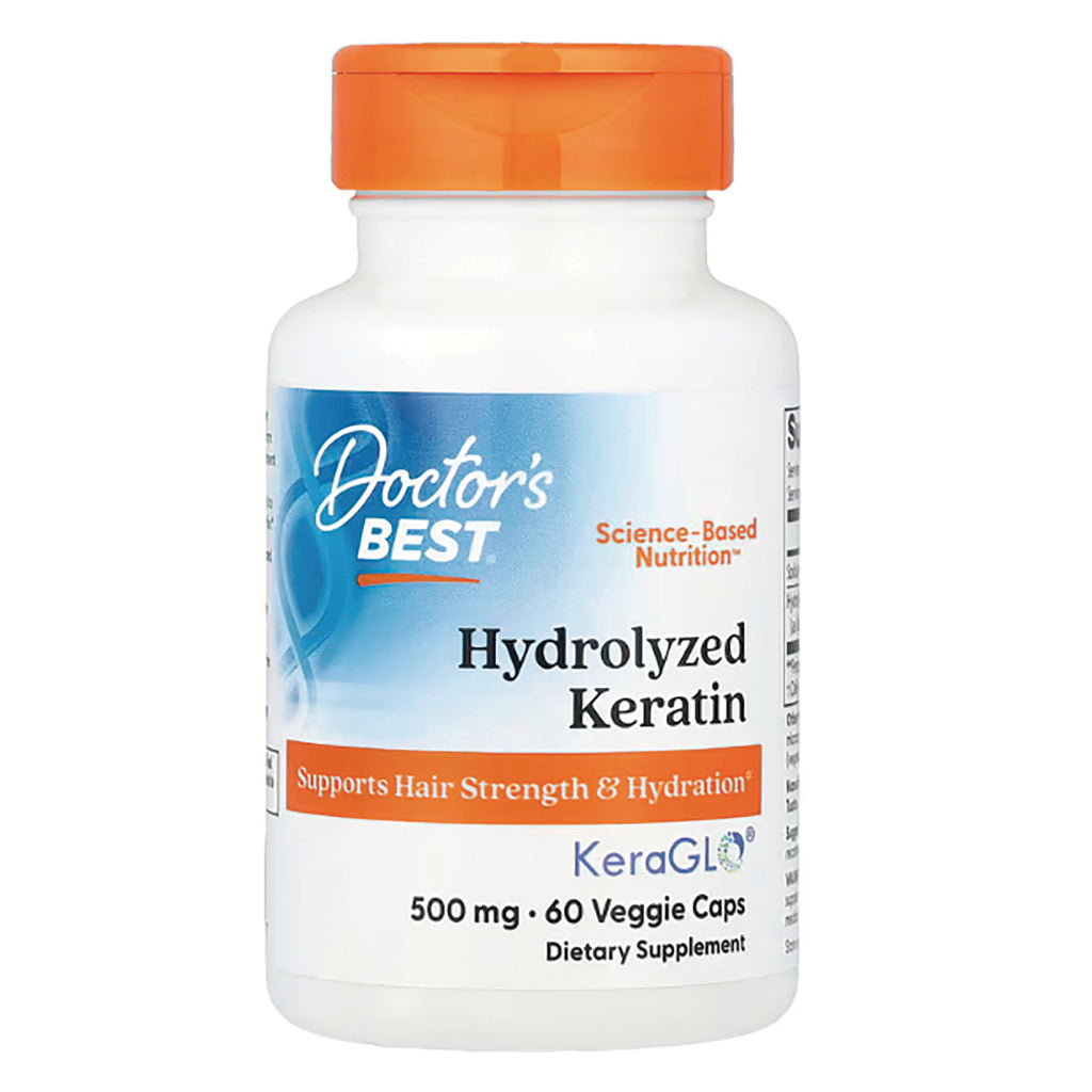 DB280 | Doctor's Best Hydrolyzed Keratin supplement bottle 500 mg 60 veggie caps front label - Thumbnail
