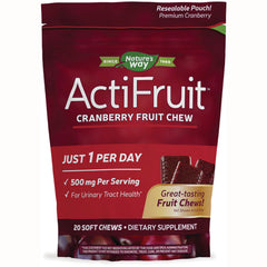 ET365 | Nature's Way ActiFruit cranberry fruit chew resealable pouch, 20 soft chews, 500 mg per serving