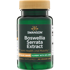 SWU770 | Swanson Boswellia Serrata Extract supplement bottle, 125 mg per capsule, 5-LOXIN with 30% AKBA, 60 veggie caps