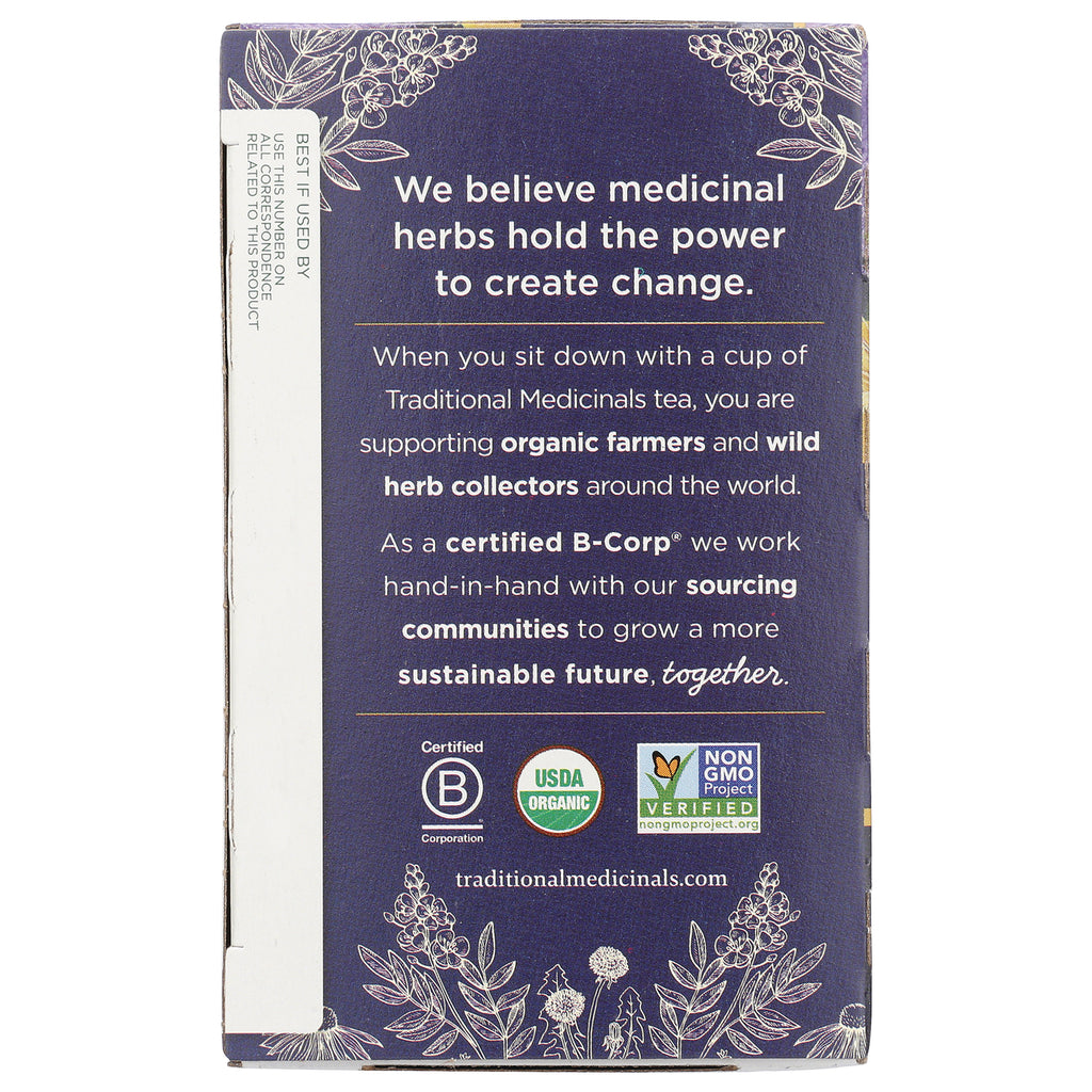 TMD008 | Traditional Medicinals brand message panel with B Corp, USDA Organic, and Non-GMO Project Verified icons - Thumbnail