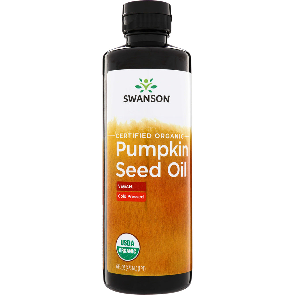 SWF202 | Swanson Certified Organic Pumpkin Seed Oil, vegan, cold pressed, USDA Organic, 16 fl oz bottle - Thumbnail