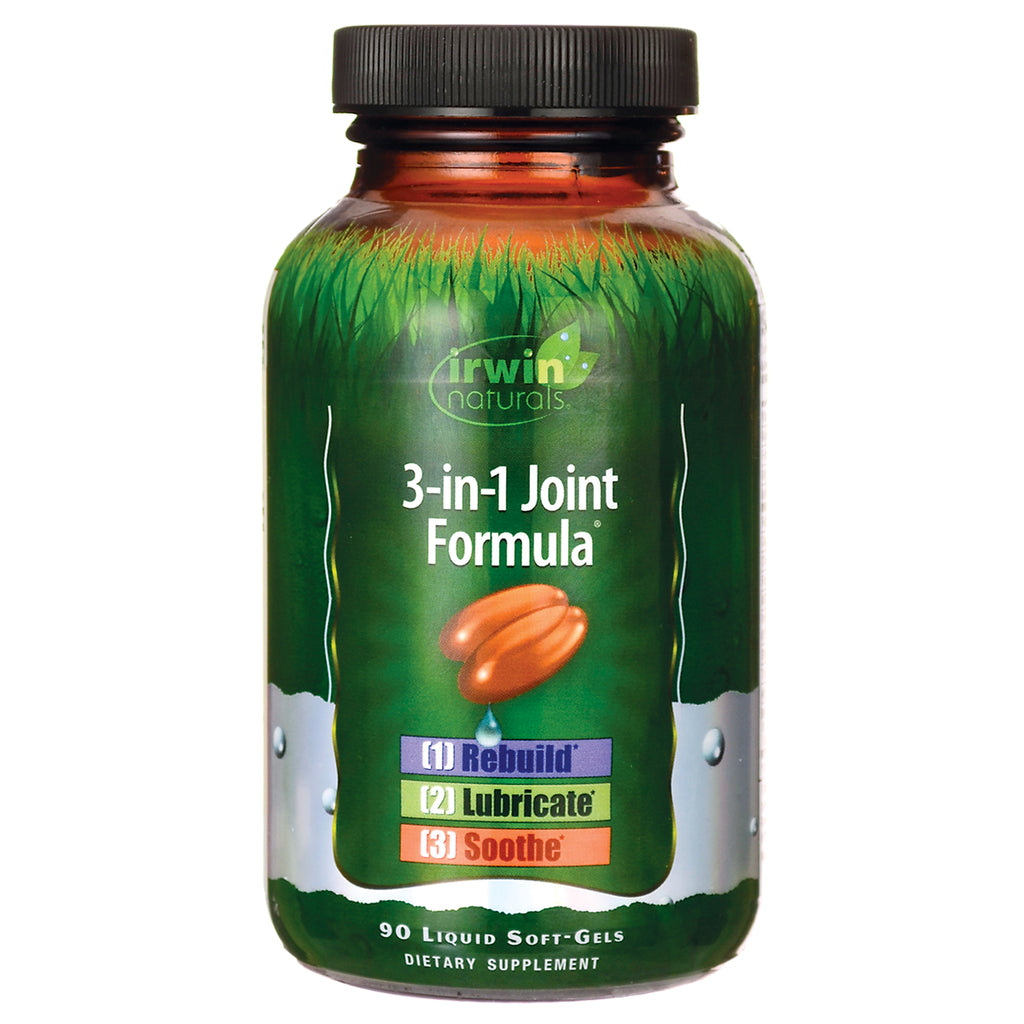 IR104 | Irwin Naturals 3-in-1 Joint Formula bottle front view showing label 90 Liquid Soft-Gels - Thumbnail