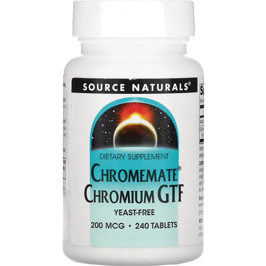 SN663 | Source Naturals Chromemate Chromium GTF yeast-free dietary supplement, 200 mcg, 240 tablets - Thumbnail