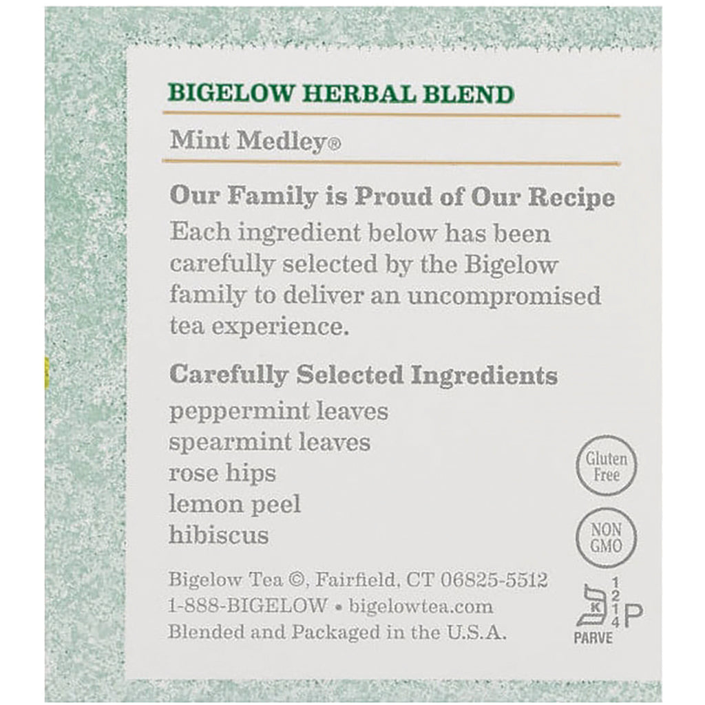 BGT003 | Back panel listing ingredients: peppermint, spearmint, rose hips, lemon peel, hibiscus; Gluten Free, Non GMO - Thumbnail