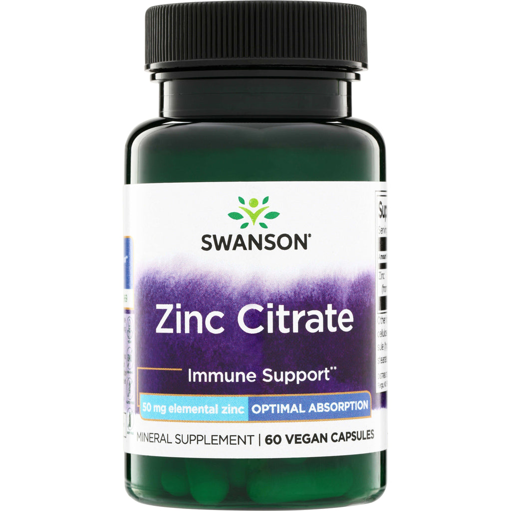 SW1374 | Swanson Zinc Citrate Immune Support, 50 mg elemental zinc, 60 vegan capsules - Thumbnail