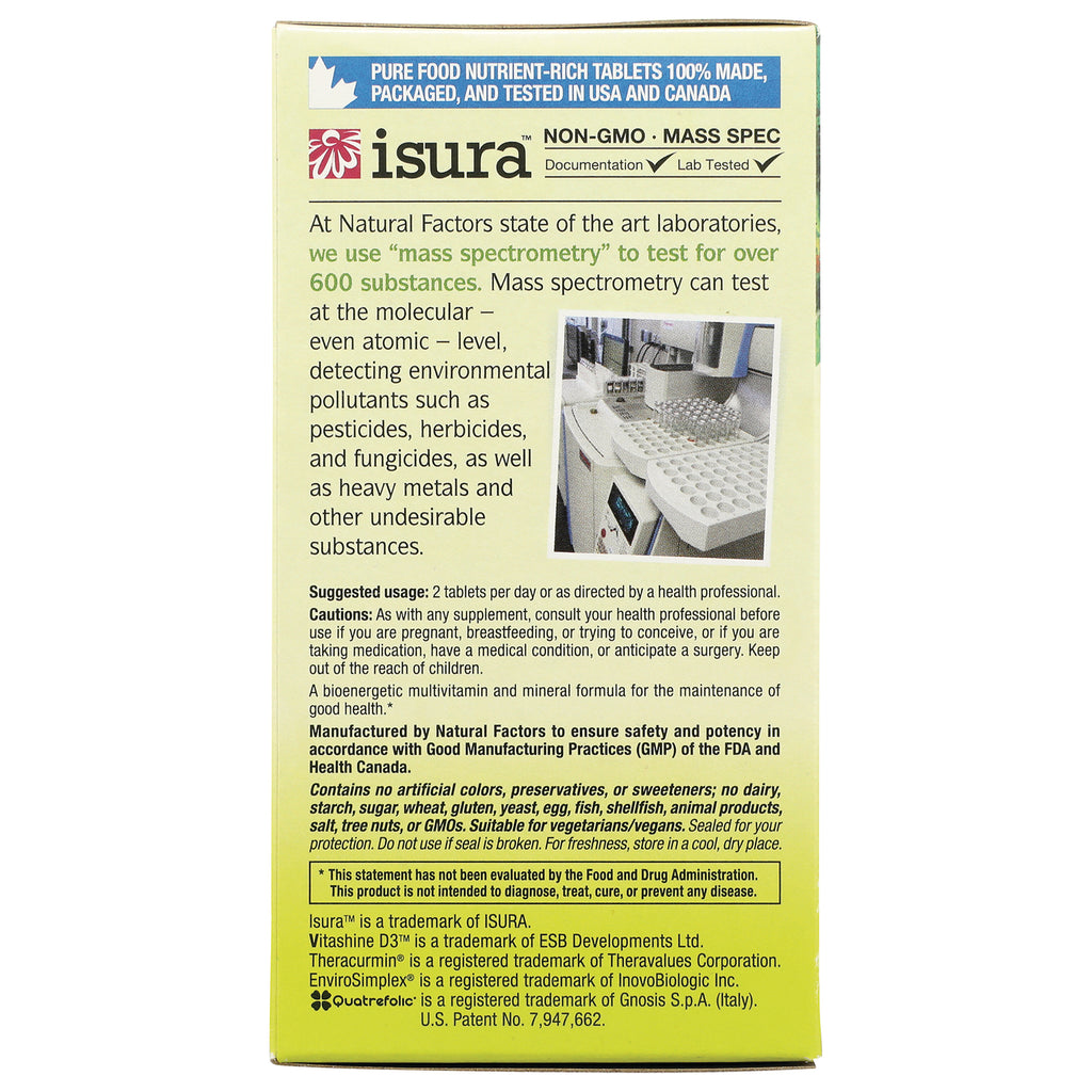 NFC190 | back panel showing isura logo, mass spectrometry testing information, suggested usage and cautions - Thumbnail