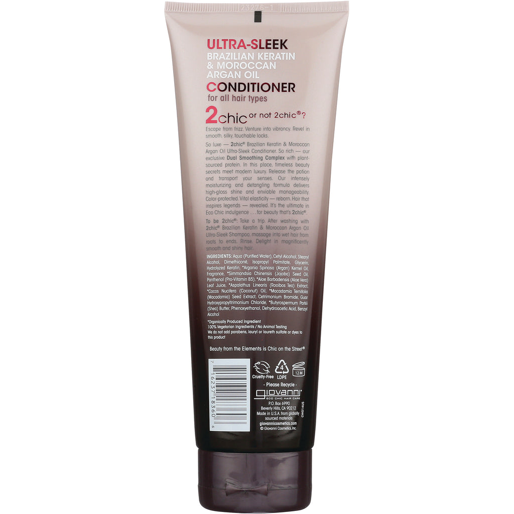 Back of Ultra-Sleek conditioner tube showing ingredients, directions, barcode, and logos - Thumbnail