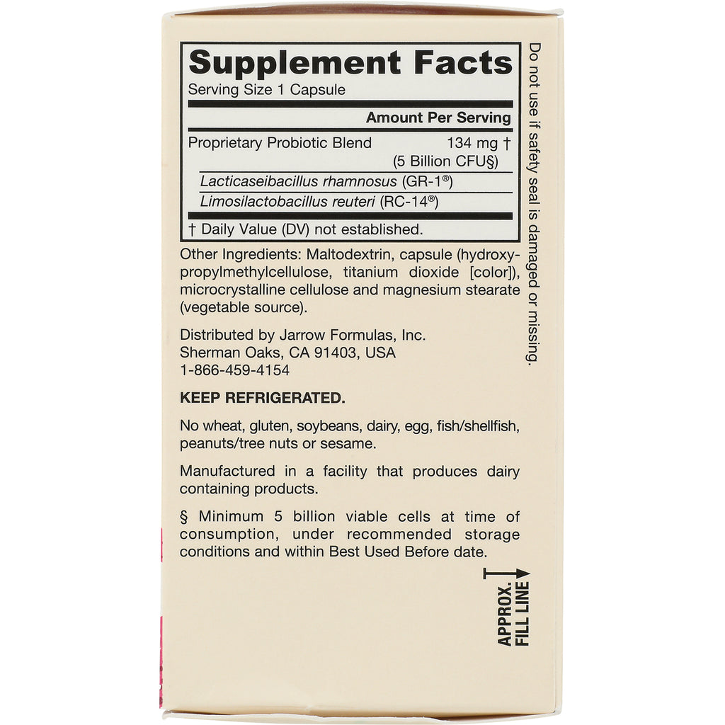 Supplement Facts and ingredients panel for probiotic showing serving size, proprietary blend, other ingredients and KEEP REFRIGERATED - Thumbnail