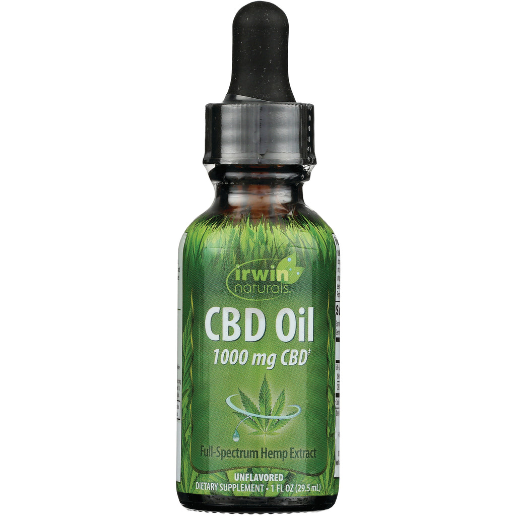 IR179 | Irwin Naturals CBD Oil 1000 mg full-spectrum hemp extract unflavored dropper bottle - Thumbnail