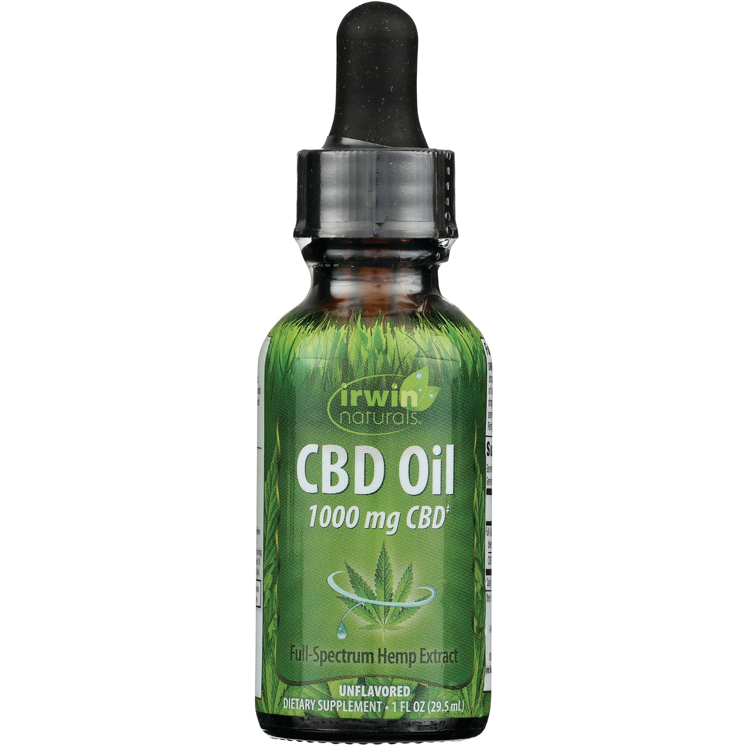 IR179 | Irwin Naturals CBD Oil 1000 mg full-spectrum hemp extract unflavored dropper bottle