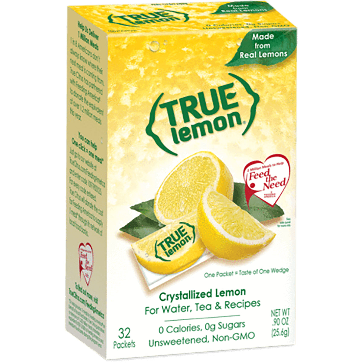 TCT003 | True Lemon crystallized lemon packets box, 32 count; 0 calories, unsweetened, non-GMO