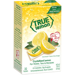 TCT003 | True Lemon crystallized lemon packets box, 32 count; 0 calories, unsweetened, non-GMO