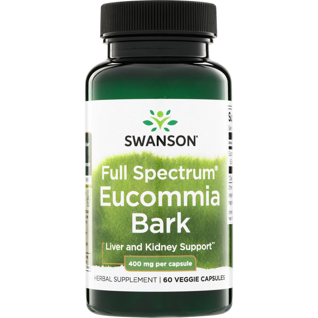SW1652 | Swanson Full Spectrum Eucommia Bark, Liver and Kidney Support, 400 mg per capsule, 60 veggie capsules - Thumbnail