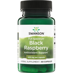 SW1141 | Swanson Full Spectrum Black Raspberry bottle front, Antioxidant Support, 425 mg per capsule, 60 capsules