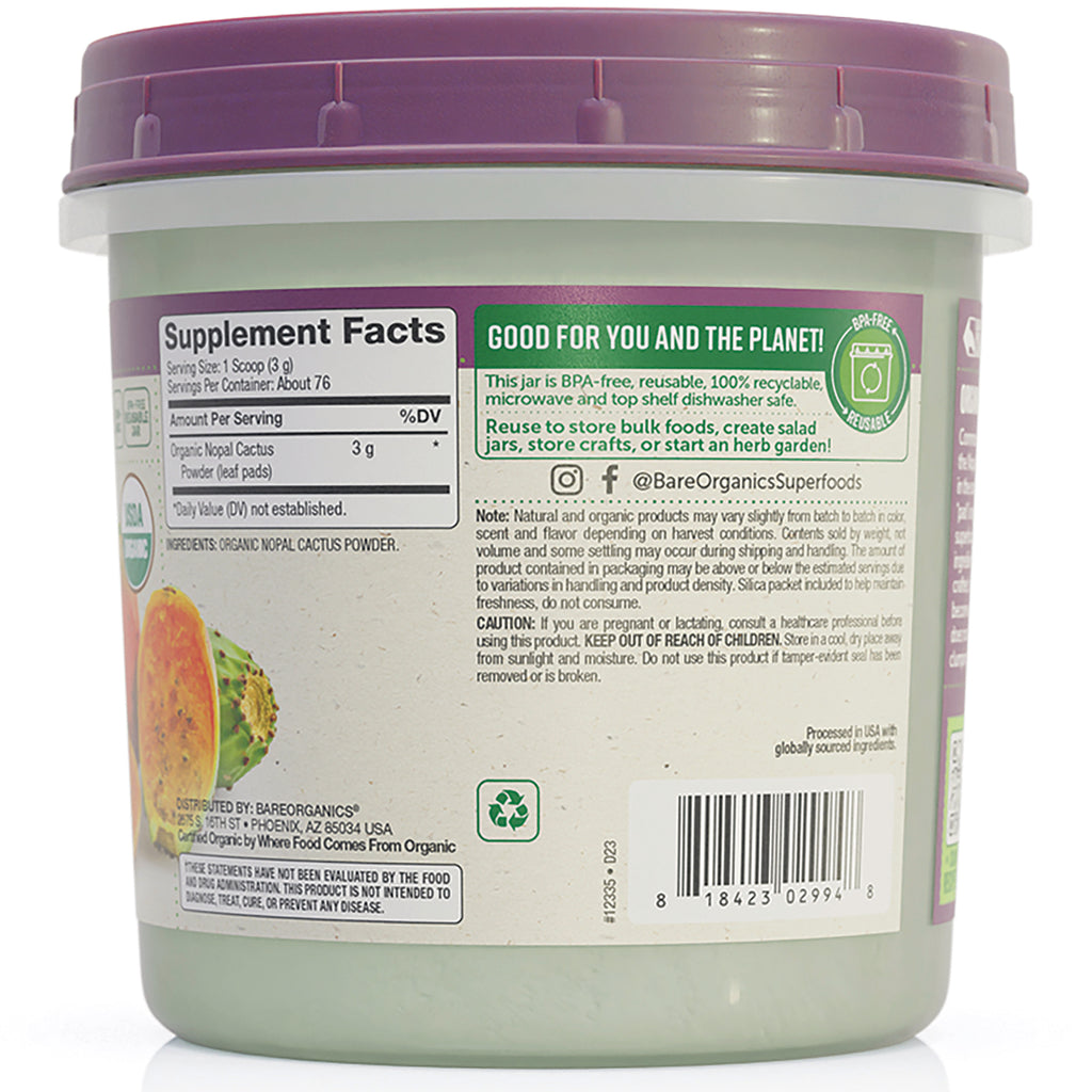 BOR062 | Back of green tub showing Supplement Facts panel, recycling icon, barcode, and product text - Thumbnail