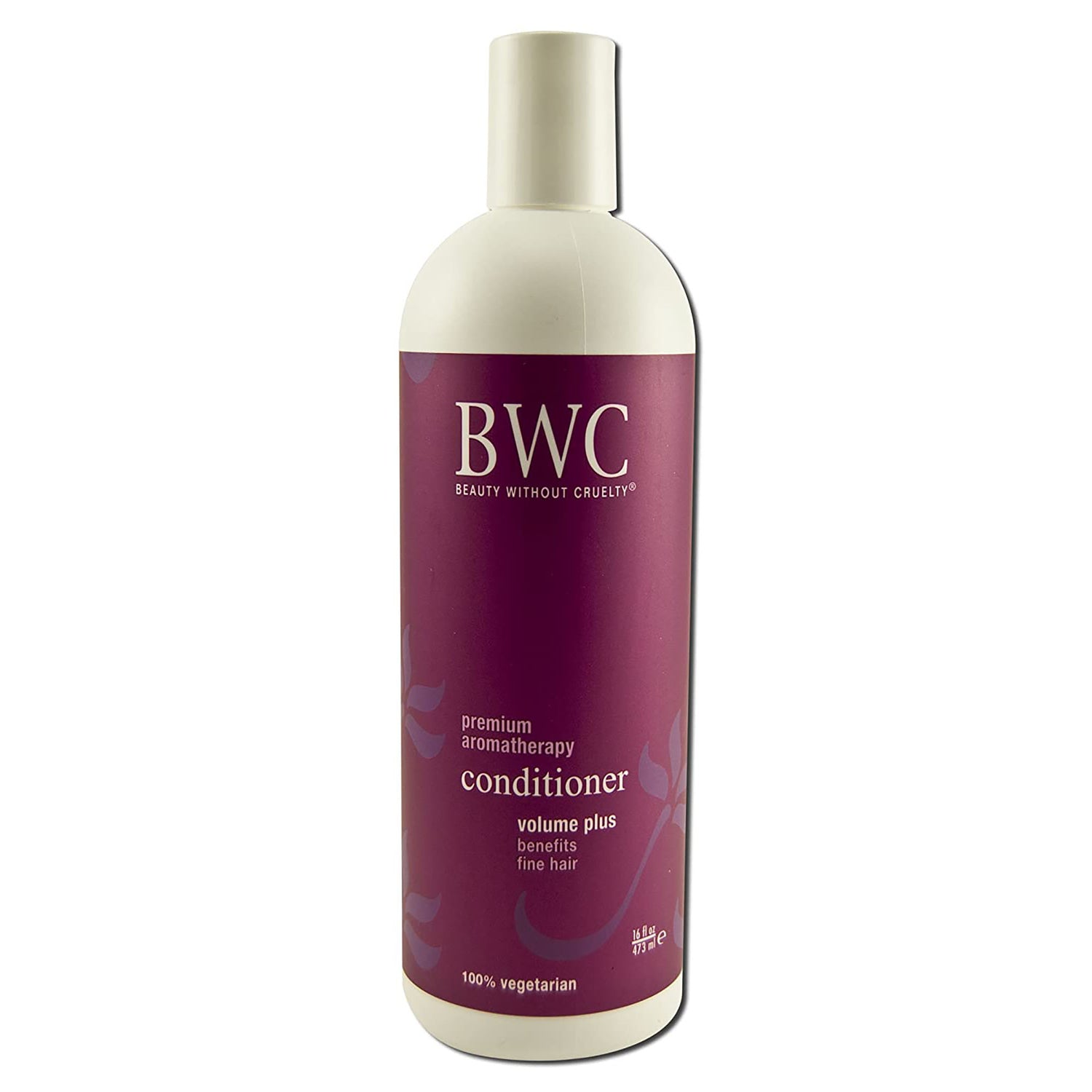 BWC115 | tall purple bottle of BWC premium aromatherapy conditioner labeled volume plus for fine hair