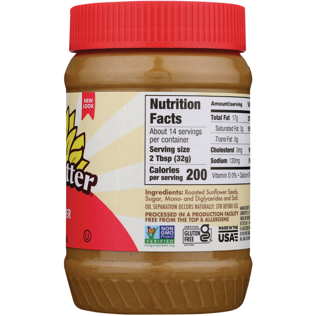 SBT006 | Jar back showing Nutrition Facts panel, serving size 2 Tbsp (32g) and Calories 200, ingredients and certification logos - Thumbnail