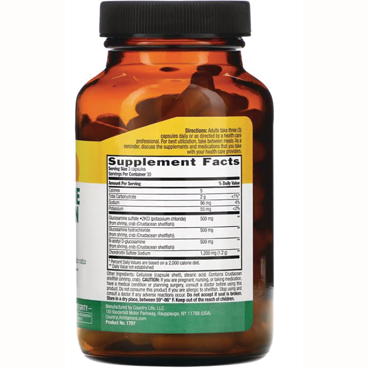 CRL183 | amber supplement bottle back showing Supplement Facts panel, directions and ingredient text