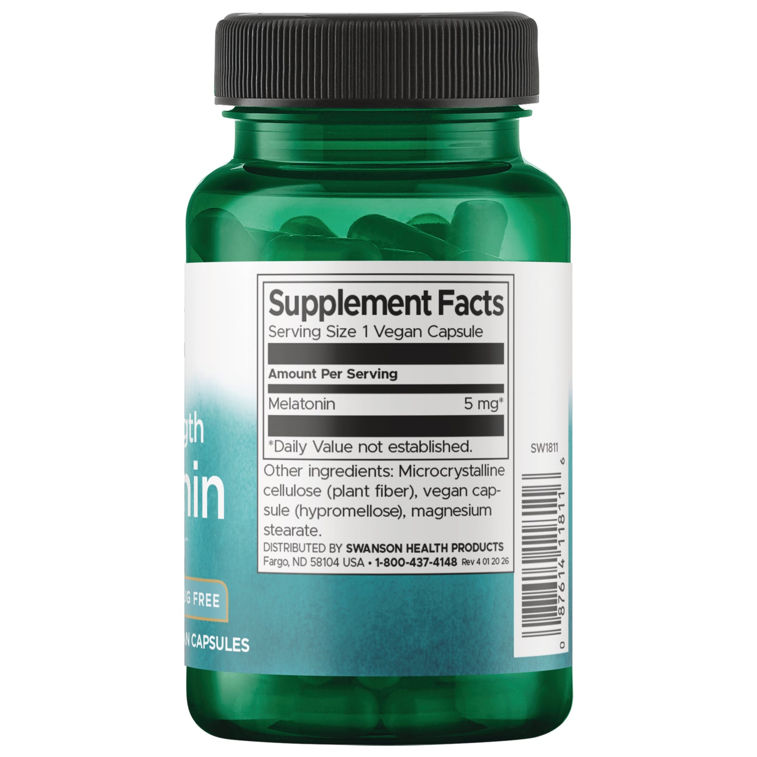 SW1811 | Back label with supplement facts and serving informatio