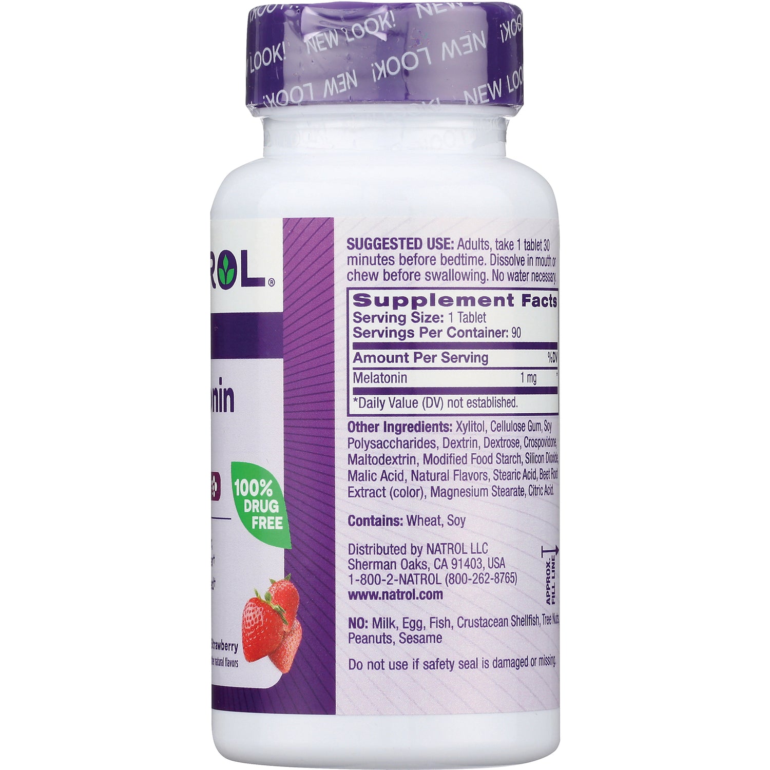 NA539 | bottle back showing Supplement Facts, suggested use, ingredients and contains statement
