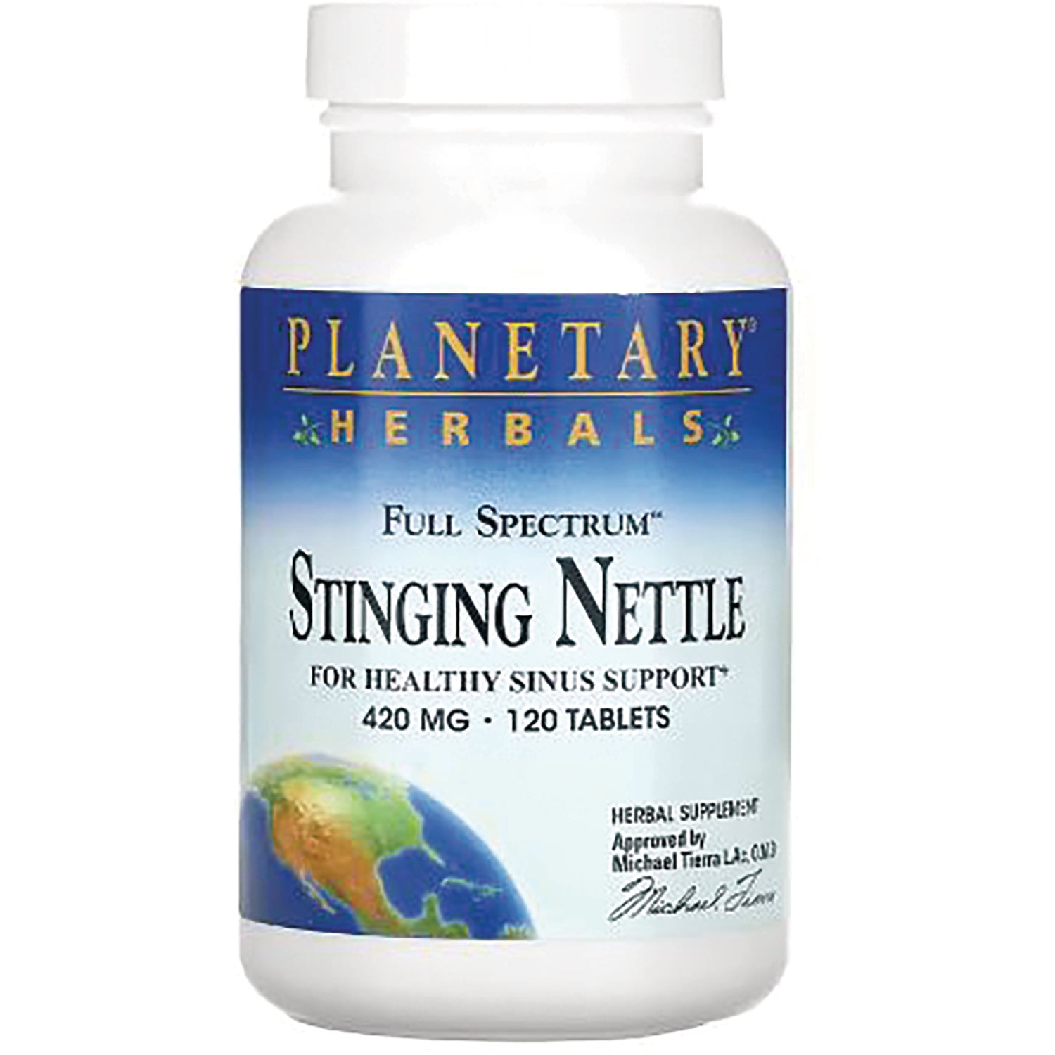 PF052 | Planetary Herbals Stinging Nettle 420 mg 120 tablets bottle front label for sinus support