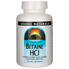 SN914 | Source Naturals Betaine HCl dietary supplement, 650 mg, 90 tablets