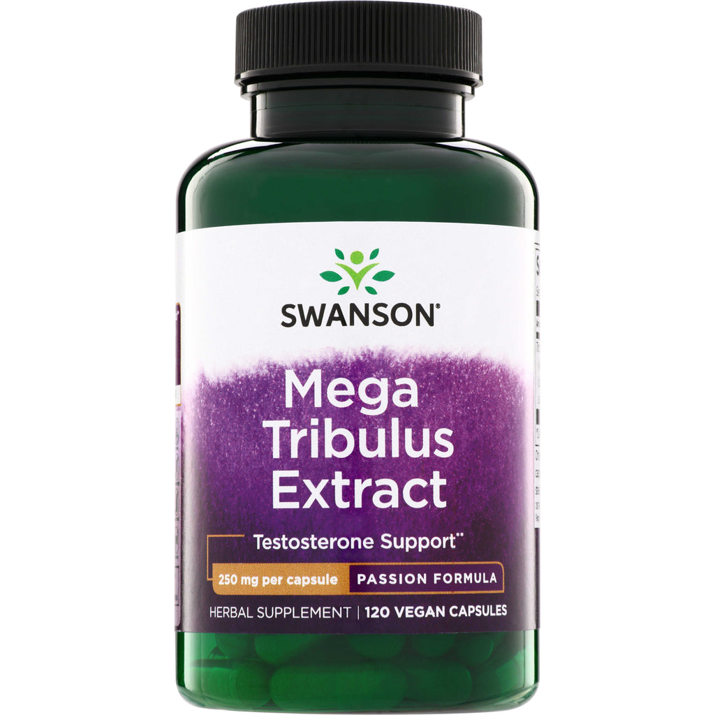 SWP003 | Swanson Mega Tribulus Extract bottle, Testosterone Support, 250 mg per capsule, Passion Formula, 120 vegan capsules - Thumbnail