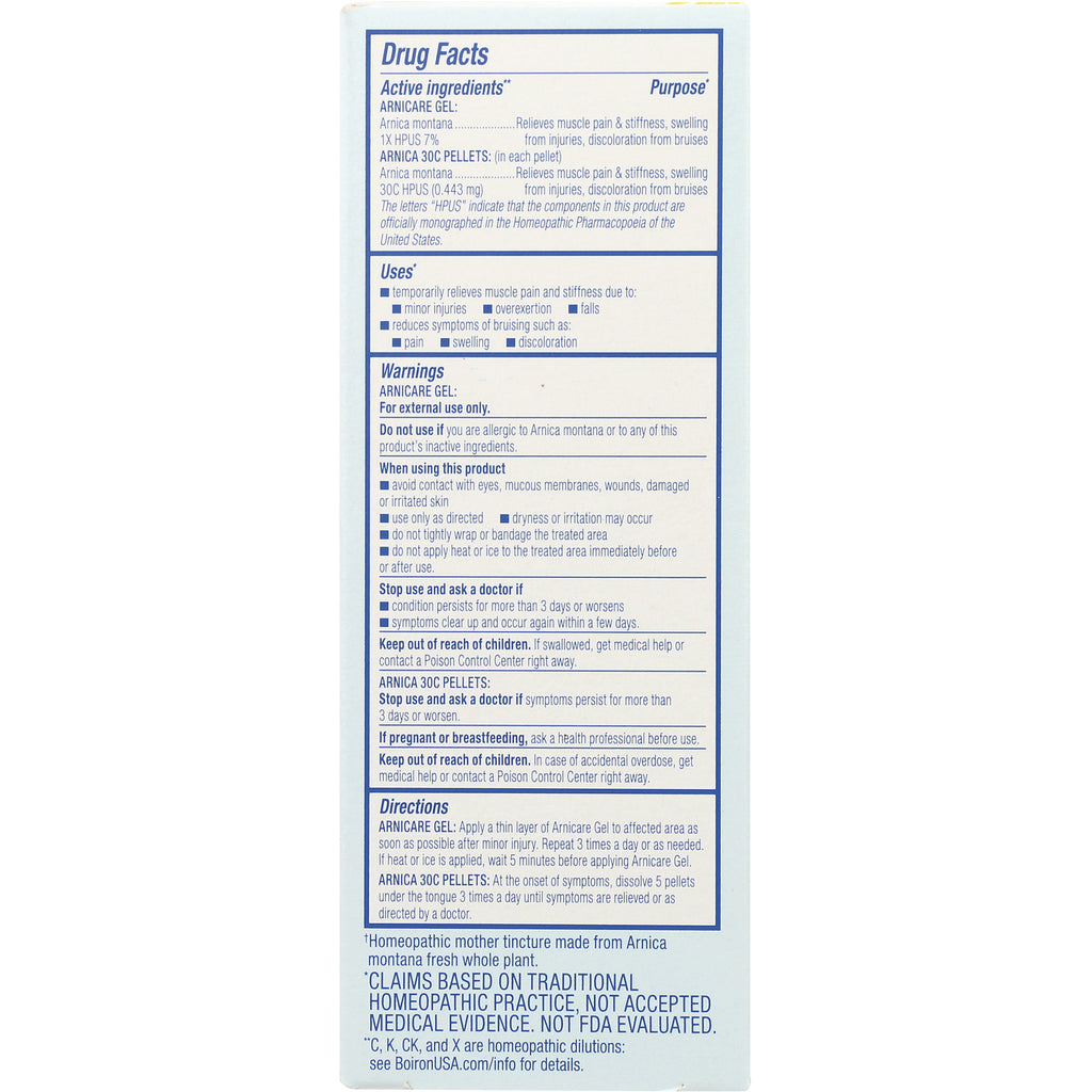 BRN006 | back panel showing Drug Facts, active ingredients, warnings, and directions for arnica product - Thumbnail