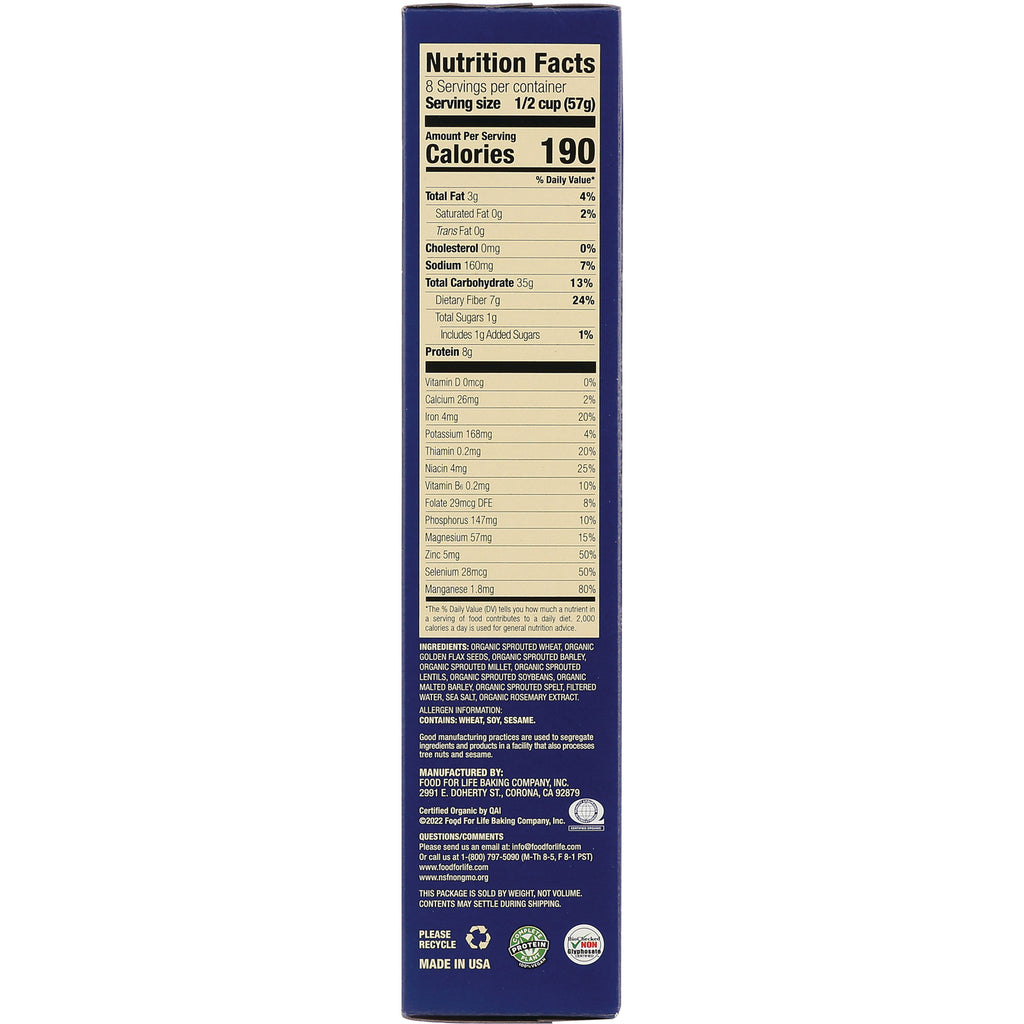 FFL003 | back panel showing Nutrition Facts and ingredient text on blue cereal box - Thumbnail