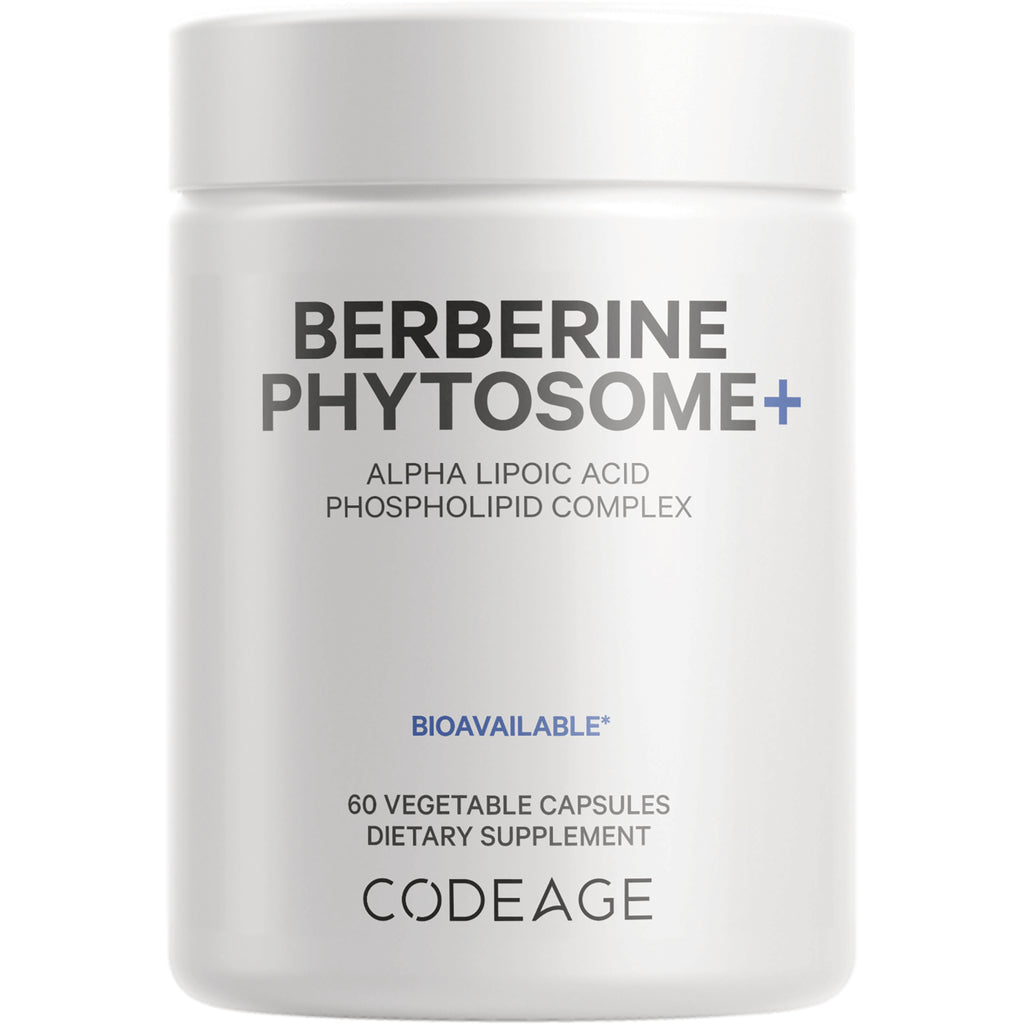 CDG013 | White supplement jar labeled BERBERINE PHYTOSOME+ with BIOAVAILABLE and 60 vegetable capsules, CODEAGE - Thumbnail