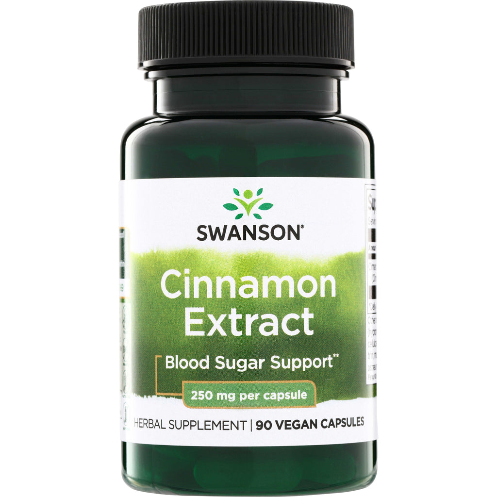 SWH114 | Swanson Cinnamon Extract bottle, Blood Sugar Support, 250 mg per capsule, 90 vegan capsules - Thumbnail