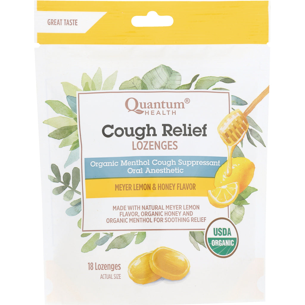 QU073 | Quantum Health Cough Relief lozenges Meyer lemon & honey flavor USDA Organic 18 lozenges - Thumbnail