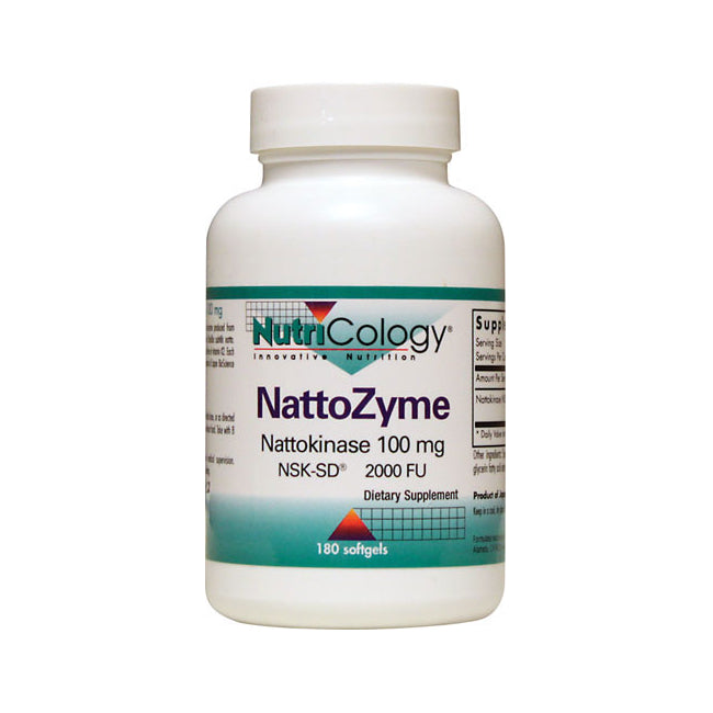 NCL075 | NutriCology NattoZyme bottle, Nattokinase 100 mg dietary supplement, 180 softgels
