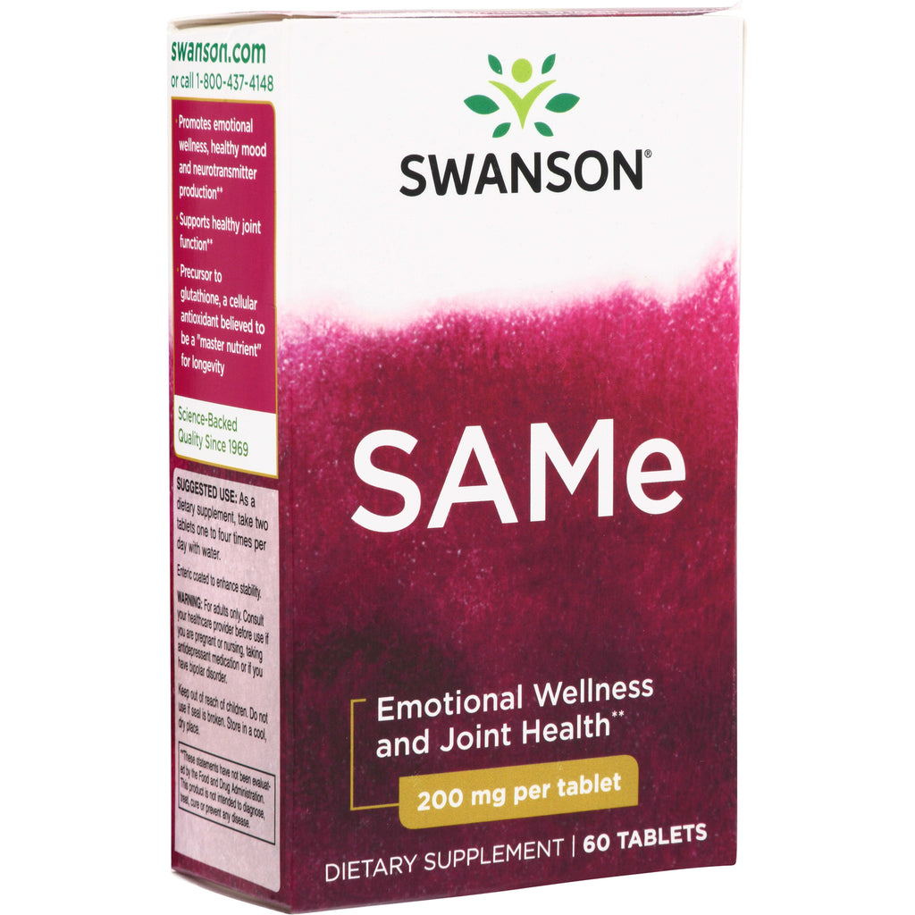 SWU217 | Swanson SAMe tablets, 200 mg per tablet, 60 tablets; supports emotional wellness and joint health - Thumbnail
