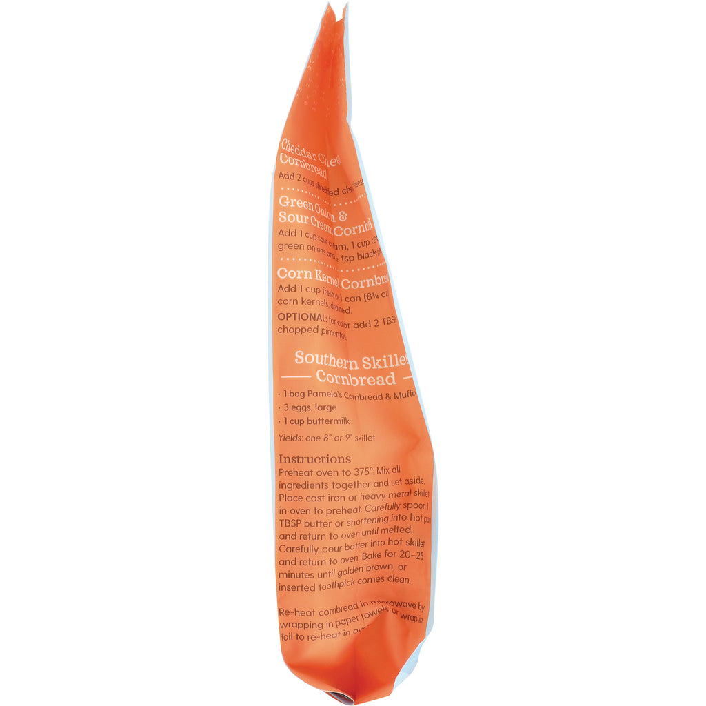 PAM009 | orange product infographic panel showing Southern Skillet Cornbread recipe and baking instructions - Thumbnail