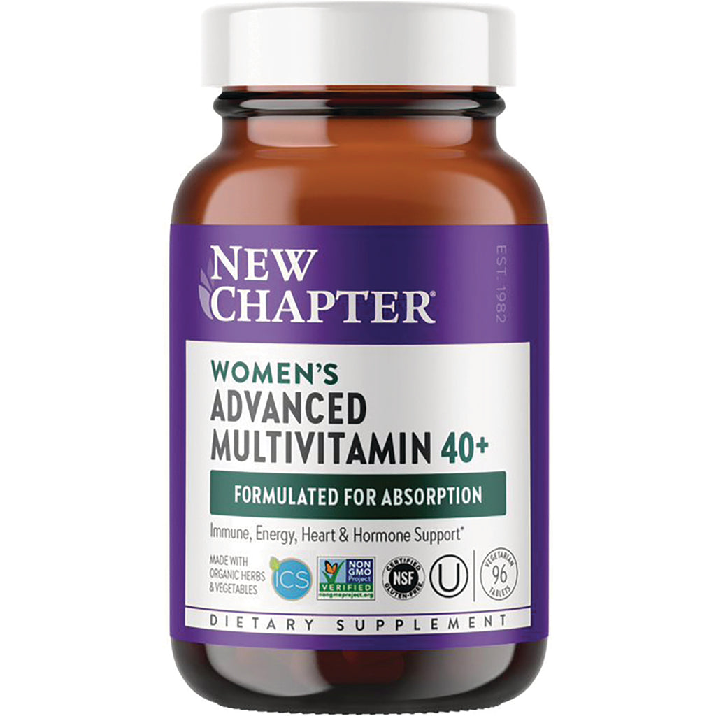 NWC142 | New Chapter Women's Advanced Multivitamin 40+ front label on amber supplement bottle formulated for absorption - Thumbnail