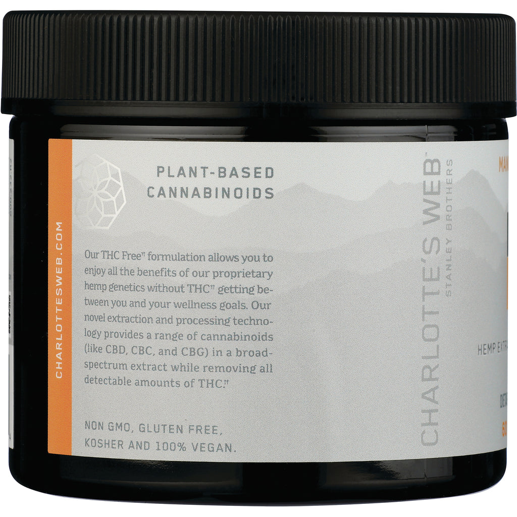 CHW040 | jar label reading Plant-based cannabinoids and product text for Charlotte's Web hemp extract - Thumbnail