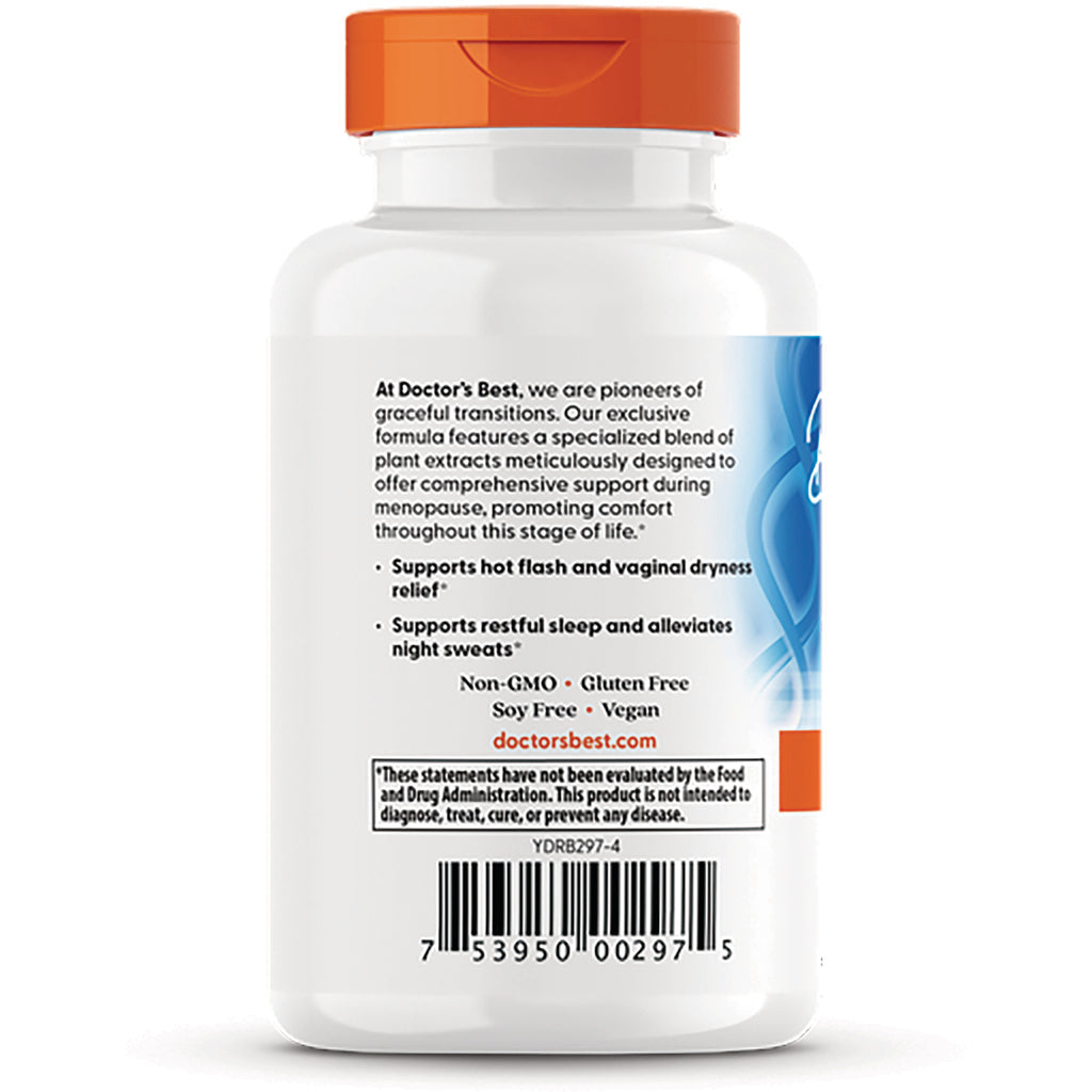 DB198 | Back label of white supplement bottle showing product benefits text, non-GMO gluten free vegan badge and barcode - Thumbnail