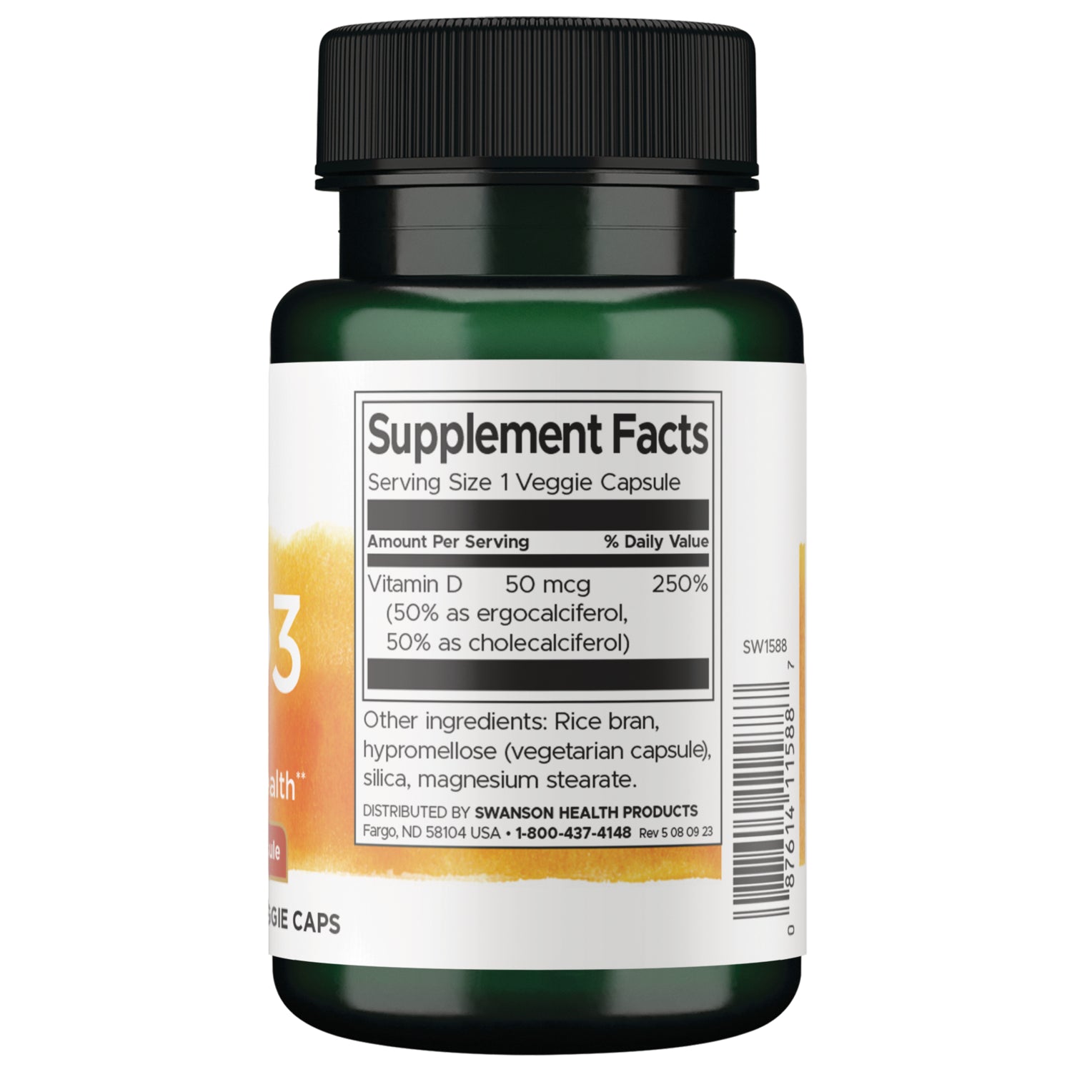 SW1588 | Back label with Supplement Facts and serving information
