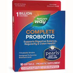 ET429 | Nature's Way Complete Probiotic pearls package, 90 softgels, front packaging showing product name and easy to swallow