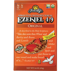 FFL004 | Food for Life Ezekiel 4:9 Original sprouted crunchy cereal box with bowl of cereal and strawberries